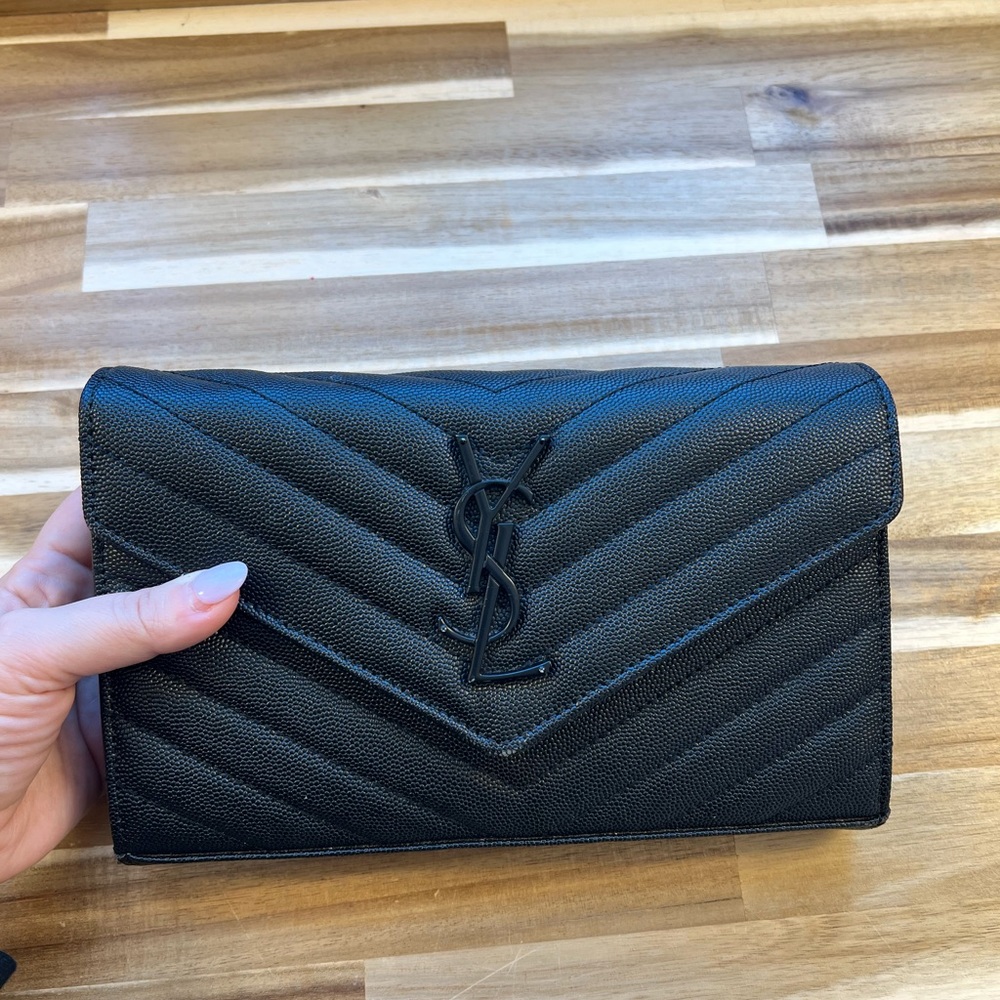 Faux YSL Quilted Leather Chain Wallet